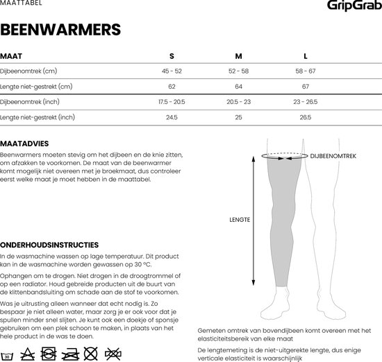 GripGrab - AquaRepel 2 Leg Warmers Waterafstotende Beenstukken Thermal Winter Fiets Beenwarmers - Zwart - Unisex - Maat L - GripGrab