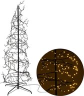 Cheqo® Sapin de Noël spirale 150cm - 360 LED - Zwart - 1,50m de Haut - Blanc chaud - 8 fonctions et mémoire - Convient pour l'intérieur et l'extérieur - Consommation de 9W - Arbre lumineux - Branches lumineuses - Salon - Noël
