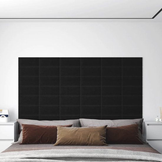 The Living Store Trendy Wandpanelen - Zwart - 30 x 15 cm - Hoogwaardige stof - Warmte- en geluidsisolatie - Brede toepassingen - Doe-het-zelf ontwerp - 12 x wandpaneel