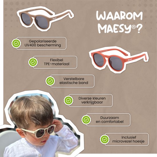 Bruine en rode zonnebrillen, flexibel TPE-materiaal, verstelbare band, diverse kleuren, duurzaam en comfortabel.