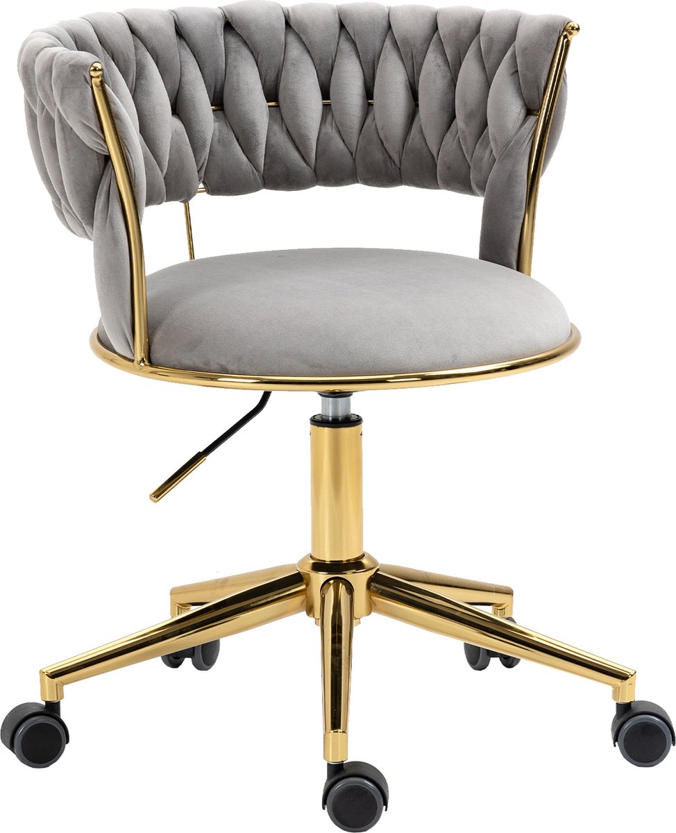Make-uptafel stoel met wieltjes, goud, bureaustoel voor meisjes Make-uptafel stoel met wieltjes, goud, bureaustoel voor meisjes