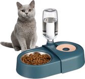 Relaxdays voerbak kat met waterdispenser - eet en drinkbak kleine hond - dubbele etensbak