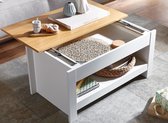 Table basse design Rootz 85 X 47 X 45 cm blanc - chêne - Table de salon avec rangements - Table basse avec rangement Moderne - Table basse carrée