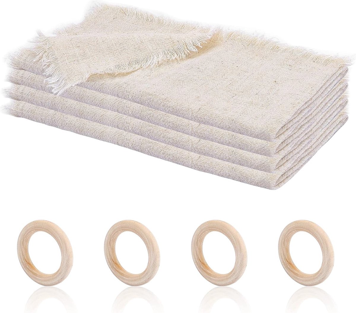 Ticeed 4 stuks stoffen servetten, 45 x 45 cm, met ronde servetten, katoenen tafelkleed, bruiloft, wasbaar en herbruikbaar, voor bruiloften, feesten, diners