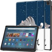 Case2go - Tablet hoes geschikt voor Amazon Fire Max 11 (2023) - Tri-Fold Book Case - Auto Wake/Sleep functie - Goodnight