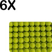 BWK Stevige Placemat - Tennis Ballen op een Rij - Set van 6 Placemats - 35x25 cm - 1 mm dik Polystyreen - Afneembaar