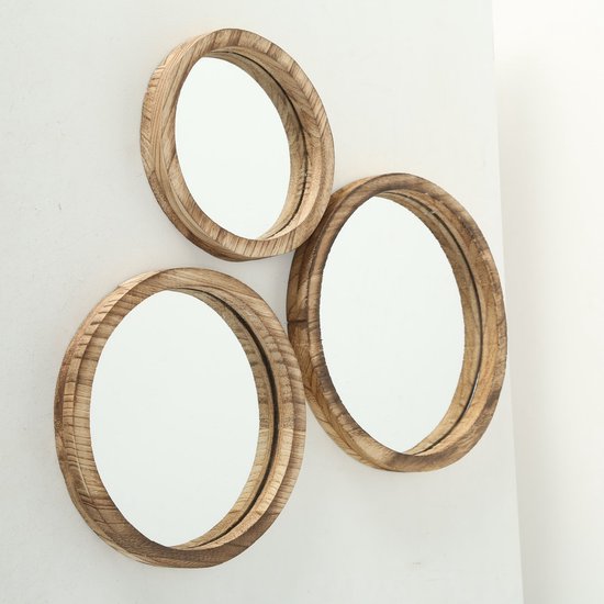 Houten Spiegel Jones Rond Set van 3 - Maat