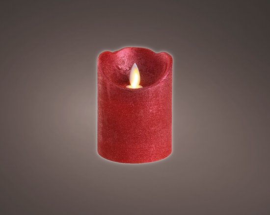 LED kaars/stompkaars kerst rood 10 cm flakkerend - Kerst diner tafeldecoratie - Home deco kaarsen