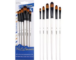 Penselen - Set van 6 stuks - Rond - Kwasten - Verven - Schilderen - Olieverf en Acrylverf