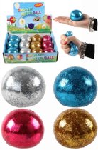 Glitter stressbal knijpbal voor kinderen - 1 exemplaar - Met waterballetjes - Voor de hand - uitdeelcadeau - Fidget