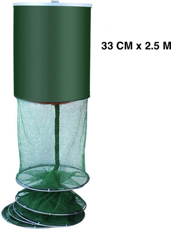 Leefnet - Visnet - Bewaarnet - Vissen - Rond - Groen - 33 cm x 2.5 m