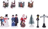 Christmas Decoration - Kerstdorp Accessoires - figuurtjes/huisjes - 14 stuks