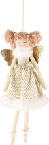 Décoratif | Pendentif poupée ange avec nœud, blanc/or, tissu, 10x5x33cm | A235412