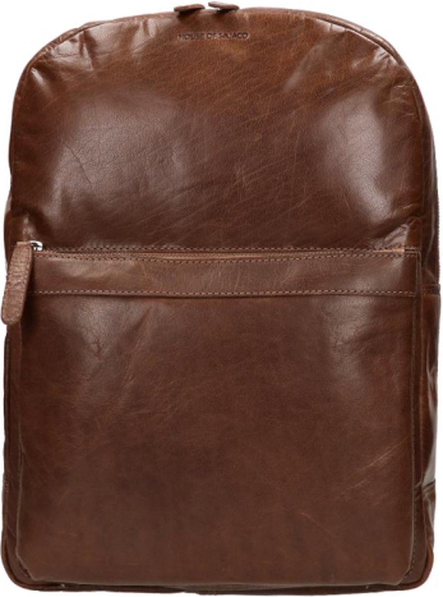 House of Sajaco Laptoprugzak / Werktas / Rugtas - 15 inch - Leer - All-over logoprint - Gunnar - Cognac