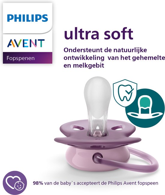 Philips Avent Sucette Ultra Douce SCF091/33 - 6 à 18 mois - Grijs/ Oranje -  2 pièces 