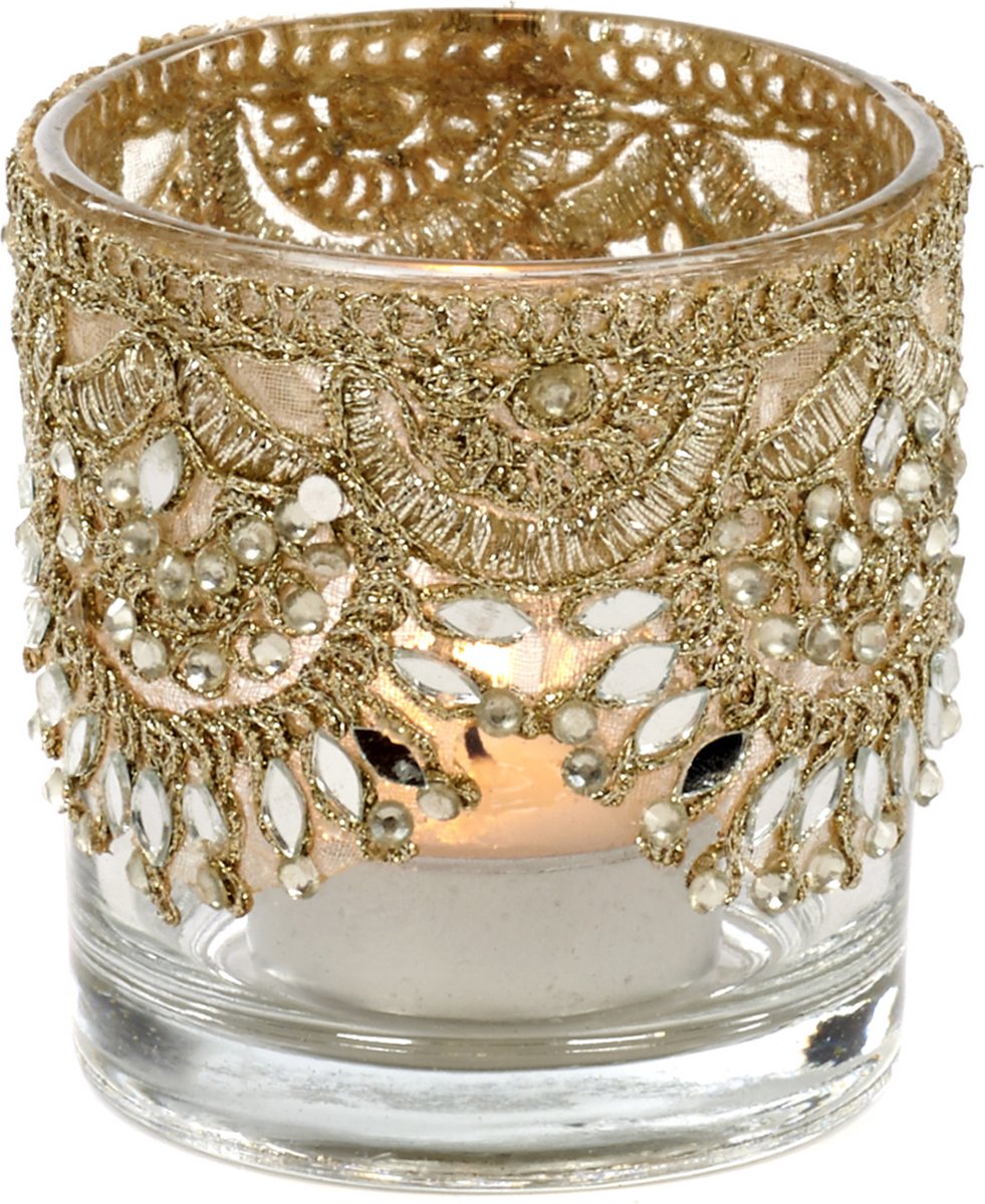 Goodwill Waxinelichthouder Glas Goud 8 cm Voordeelaanbod Per 2 Stuks