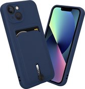 Coverzs telefoonhoesje geschikt voor Apple iPhone 12 / 12 Pro hoesje - telefoonhoesje met pasjeshouder met schuifknop - strak design - optimale bescherming - blauw