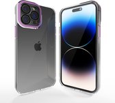 Coverzs telefoonhoesje geschikt voor Apple iPhone 14 Pro hoesje - camera cover - doorzichtig hoesje met opstaande rand rondom camera - optimale bescherming - paars