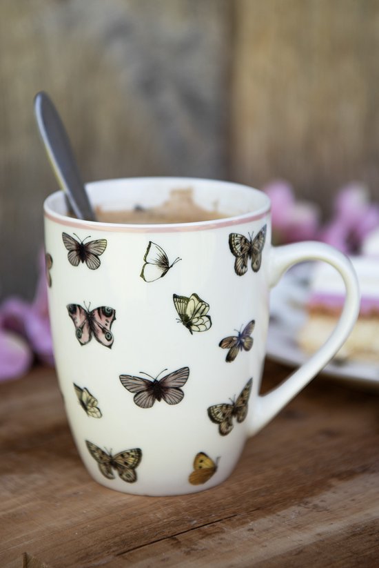 Tasse à Thé en Émail Papillon Fleur en Verre - 350ml Tasses à Café