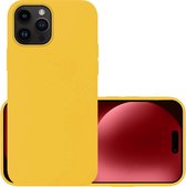 Hoes Geschikt voor iPhone 15 Pro Max Hoesje Cover Siliconen Back Case Hoes - Geel