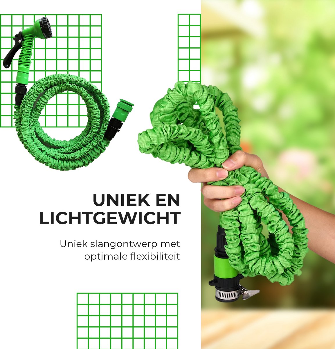 MD-goods® Uitrekbare Tuinslang tot 50 Meter - Tuinsproeier - Tuin Besproeien - Waterslang - Flexibel Elastisch thumbnail 3