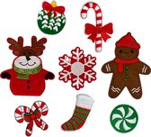 Kerst Christmas Is In The Air Strijk Embleem Patch Set 8 Patches