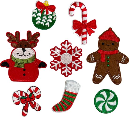 Foto: Kerst christmas is in the air strijk embleem patch set 8 patches