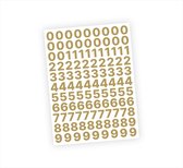 Cijfer stickers / Plaknummers - Stickervel Set - Metallic Goud - 2cm hoog - Geschikt voor binnen en buiten - Standaard lettertype - Mat