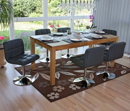 Cosmo Casa Set de 6 chaises de salle à manger – Comfort élégant – Coussin de 8 cm d'épaisseur – Rotatif – Simili cuir durable – Grijs