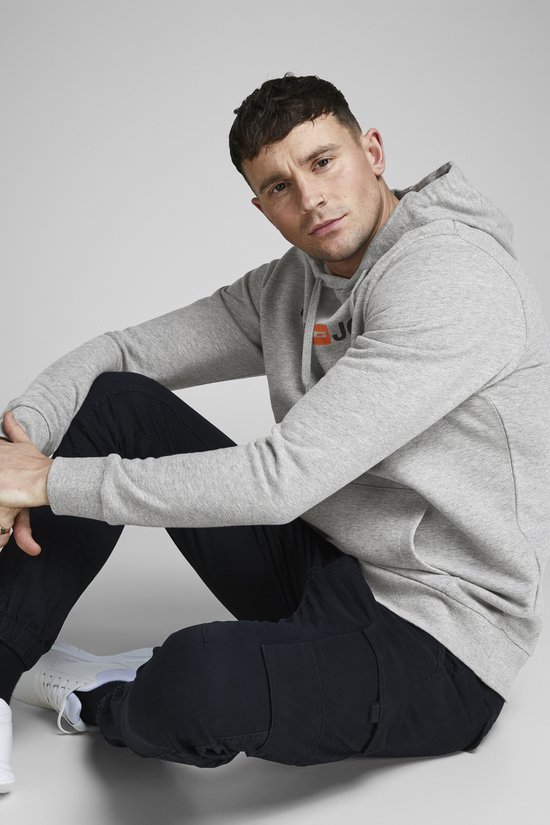 Jack and Jones Hoodie Grijs Avec Logo Et Poche Kangourou Regular Fit - XS