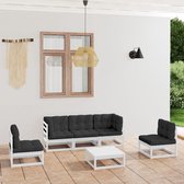 The Living Store Tuinset - Grenenhout - Wit - 70x70x67 cm - Antraciet