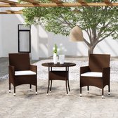 The Living Store Tuinset - Poly Rattan - Bruin - 80 x 75 cm - Gehard glas