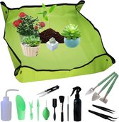 Waterdichte tuinmat, plantenmat, verpotten, plantenmat, vetplanten, tuingereedschap, mini-tuingereedschap, voor verpot, vetplanten, zaailing, 16 stuks (groen 75 x 75)