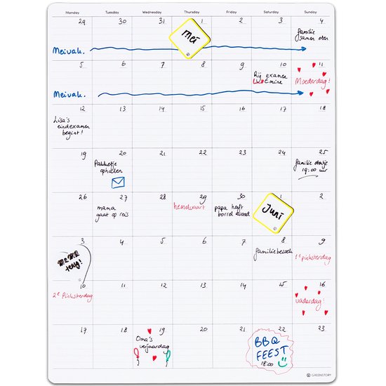 GreenStory - Sticky Whiteboard - Kalender - Maandplanner - 2 maanden 