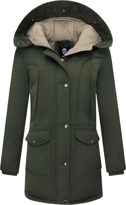 Winterjas Dames - Winterjas Dames Volwassen - Winterjas Dames Gewatteerd - Lange Winterjas Dames - 8811 - Groene Jas Dames