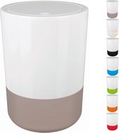 cosmetica-emmer Moji bad pedaalemmer swingdeksel afvalcontainer met zwenkdeksel 5 liter met siliconen bodem wit/taupe