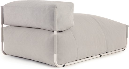 Kave Home - Square poef lichtgrijs en wit met rugleuning voor 100% ...