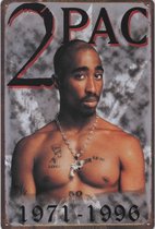 Wandbord Muziek Artiest Rapper - 2Pac 1971-1996 Tupac Shakur