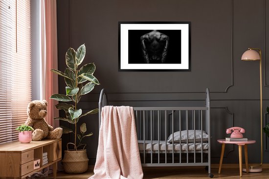 Homme - Zwart - Wit - Cadre - Cadre photo - 90x60 cm - Muscles