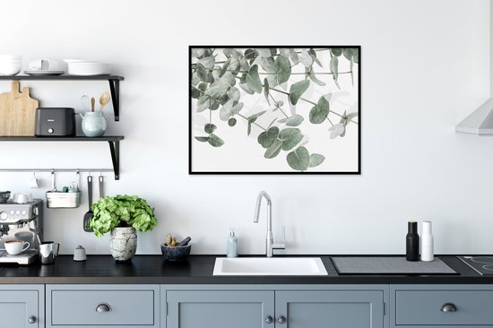 Cadre photo avec affiche - Eucalyptus - Feuilles - Nature - Vert - 80x60 cm - Cadre pour affiche