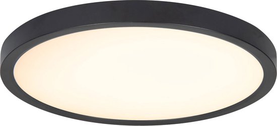 Witte plafondlamp Piatto | 1 lichts | zwart | kunststof / metaal | Ø 23,5 cm | hal lamp / slaapkamer lamp / keuken lamp / woonkamer lamp | modern design | ultra plat 2,5 cm