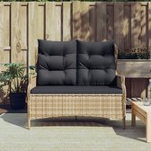 The Living Store Tuinbank - 2-zits - poly rattan en gepoedercoat staal - 112x84x100cm - bruin - verstelbare rugleuning - inclusief kussens