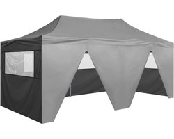vidaXL Feesttent - Partytent - Partytent met 4 zijwanden inklapbaar 3x6 m staal antraciet - Outdoor Partytent - Event Tent - Veranda