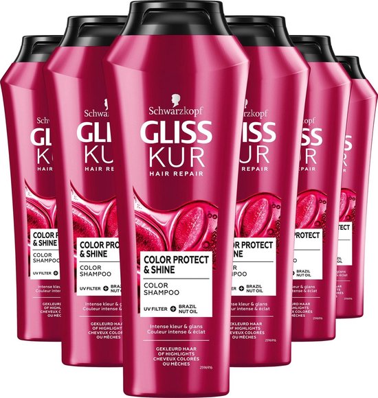 Gliss Kur - Color Protect & Shine Shampoo - Schwarzkopf - 6 x 250 ml - Voordeelverpakking