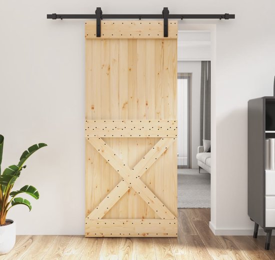 The Living Store Porte coulissante avec ferrures 90x210 cm en bois de pin  massif - Porte | bol.com
