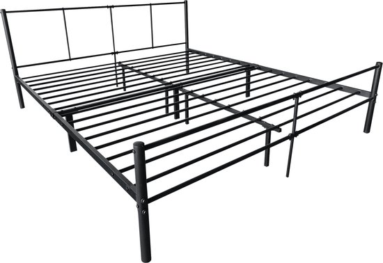 Stalen bed Doria - Bedframe - Met bedbodem - 180x200 cm - Wit - Modern design