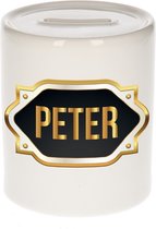Tirelire cadeau Peter naam avec emblème doré - cadeau anniversaire / fête des pères / retraite / succès / merci