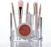 Make-up organizer borstelhouder 3 secties acryl cosmetische opbergkoffer standaard voor make-up, thuis, op kantoor, badkamer