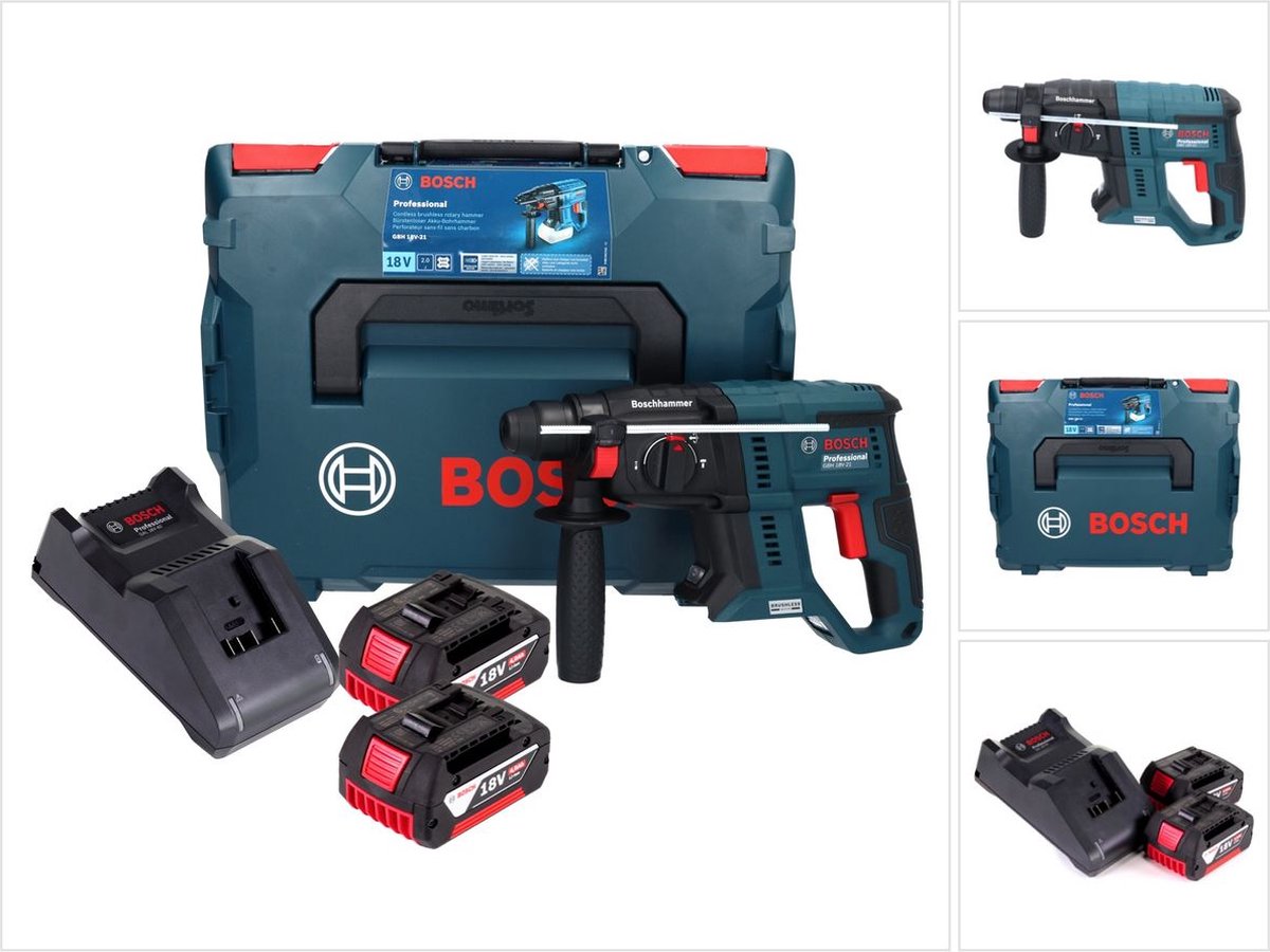 Bosch Professional 18V System perforateur sans-fil GBH 18V-21 (régime à  vide 0-1 800 tr/min, sans batterie ni chargeur, dans L-BOXX)