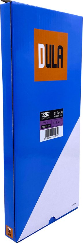 DULA® plastique Étiquettes 12267 pour Dymo LetraTag Label Printer - Zwart sur Transparent - 12 mm x 4 m - S0721530 Tape pour étiqueteuse - 10 Pack